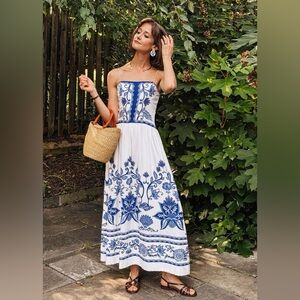 Farm Rio Off White Garden Lenzing Midi Dress